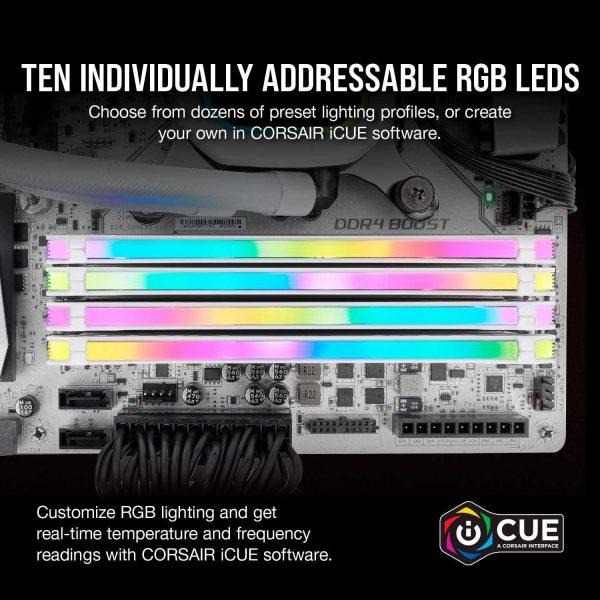رم دسکتاپ DDR4 دو کاناله 3200 مگاهرتز CL16 کورسیر مدل VENGEANCE RGB RPO (white) ظرفیت 16گیگابایت