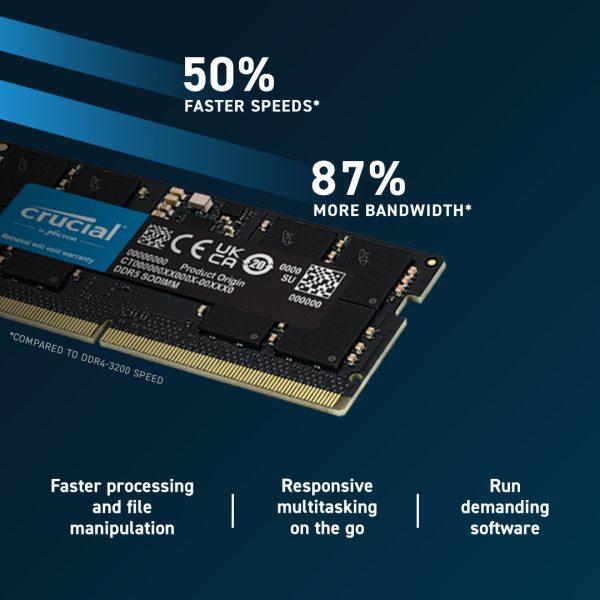رم لپ تاپ DDR5 تک کاناله 4800 مگاهرتز Crucial ظرفیت 8 گیگابایت